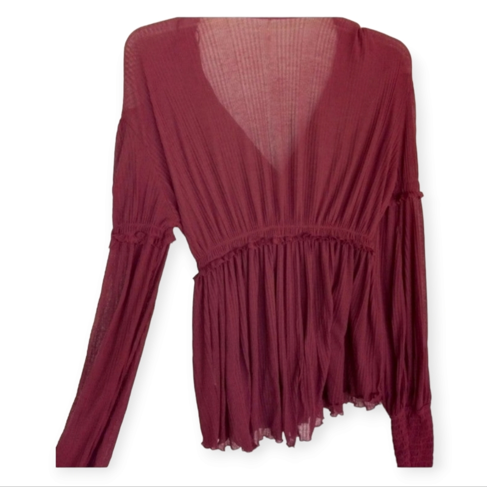 Free People Gorgeous Plum Day Dreaming Long Sleeve Shirt FIRM ♥️ - Picture 3 of 8